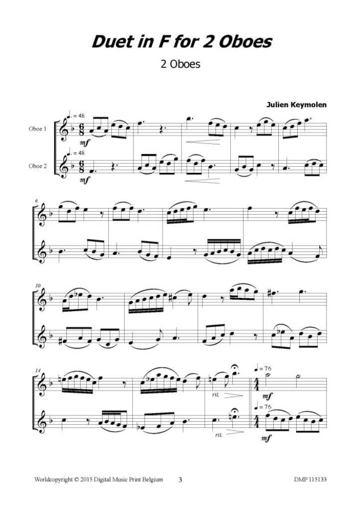 Duet In F For 2 Oboes